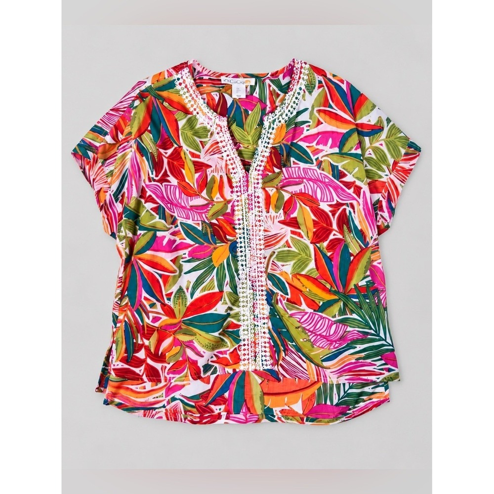 C & C California Floral Top Large Coastal Euro Summer Beachy Bohemian Resort